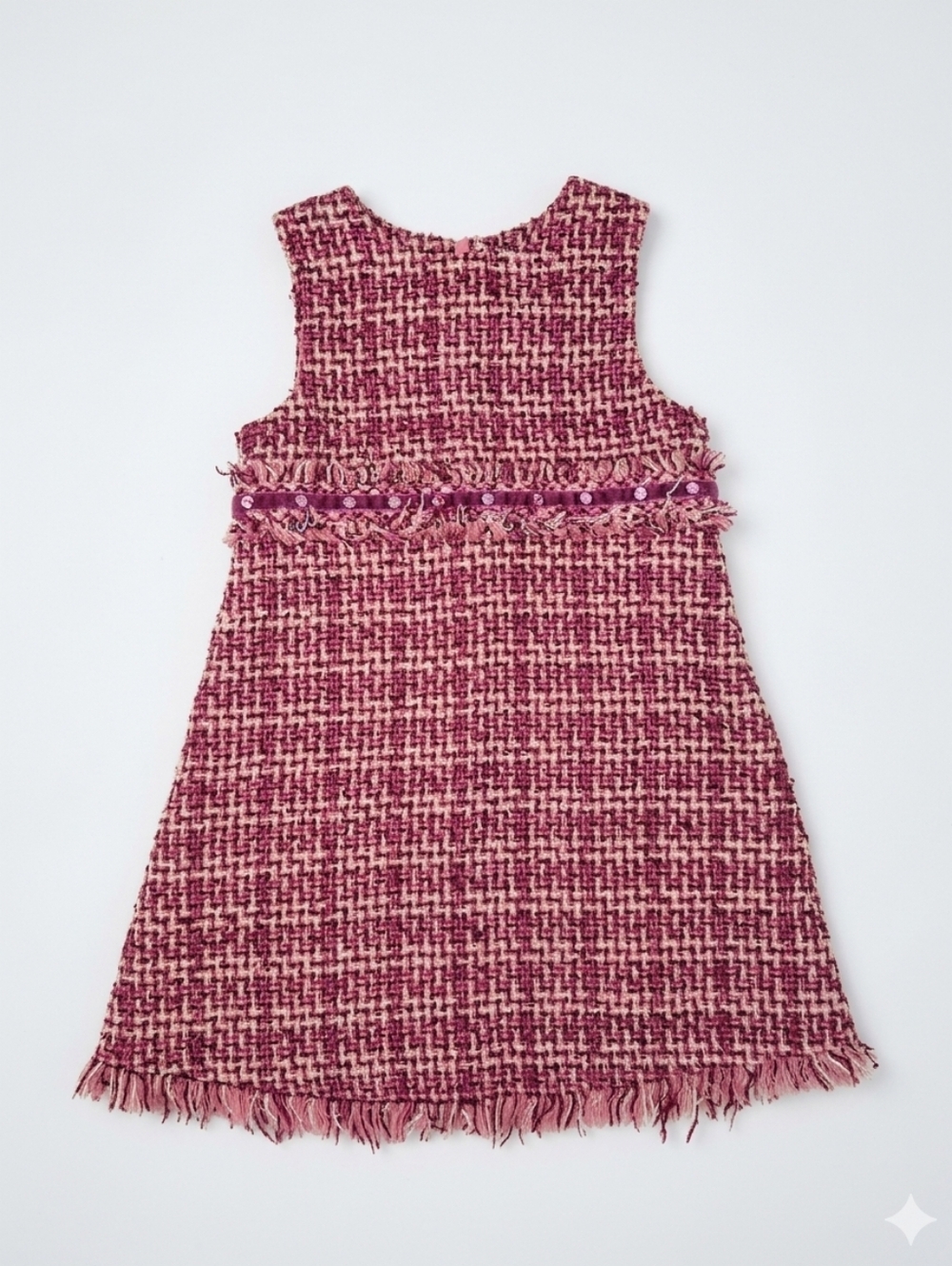 Savannah Girls Pink Fringe Tweed Boucle Sequin Dress Size 5